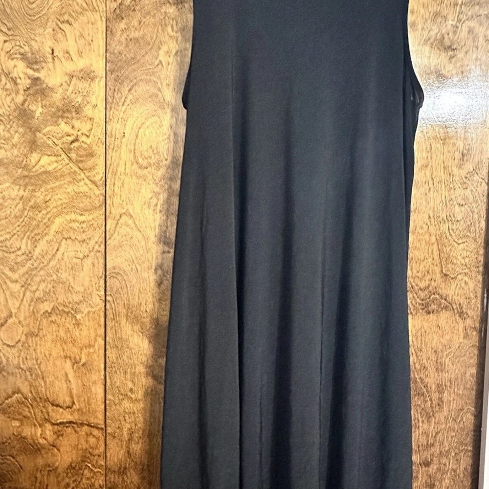 Black Sleeveless Mock Neck Sheath Maxi Dress